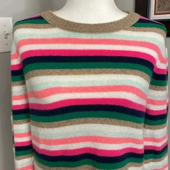 J Crew Wool Blend Long Sleeve Striped Crewneck Sweater Size Small - Picture 2 of 7